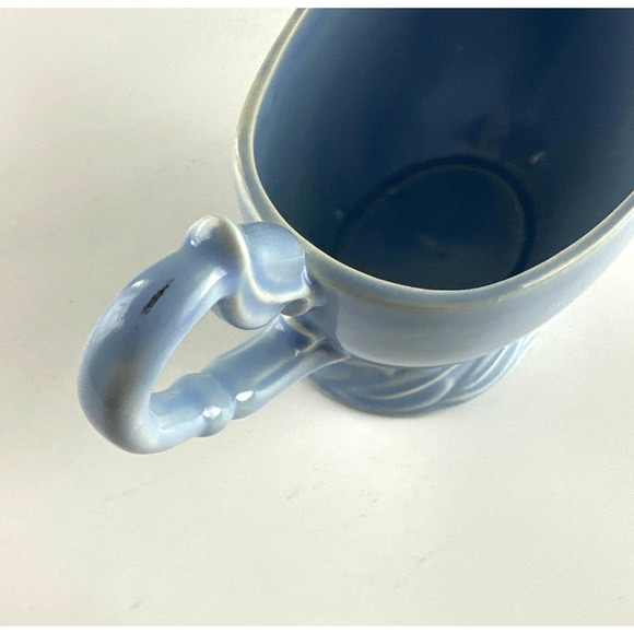 Vtg Vernon Kilns Native California Pottery Ceramic Gravy Boat Blue Leaf Pattern - Picture 8 of 12